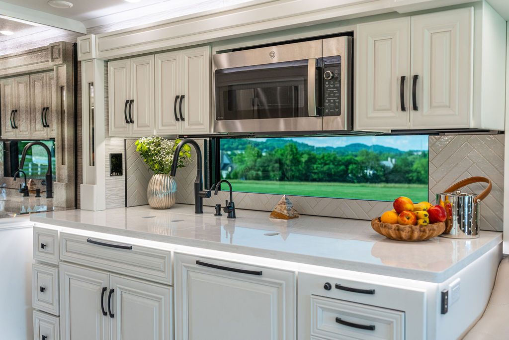 Cornerstone Series 6 kitchen interior with white cabinetry and a large window